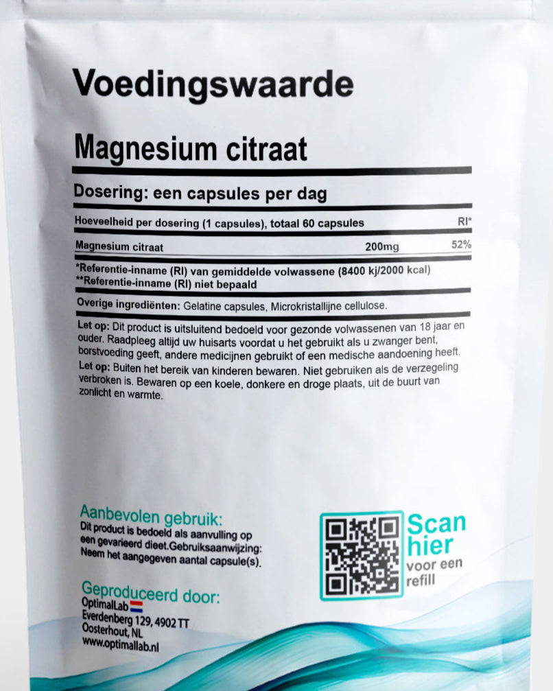 Magnesium citraat | 200mg | Vanaf 60 Capsules