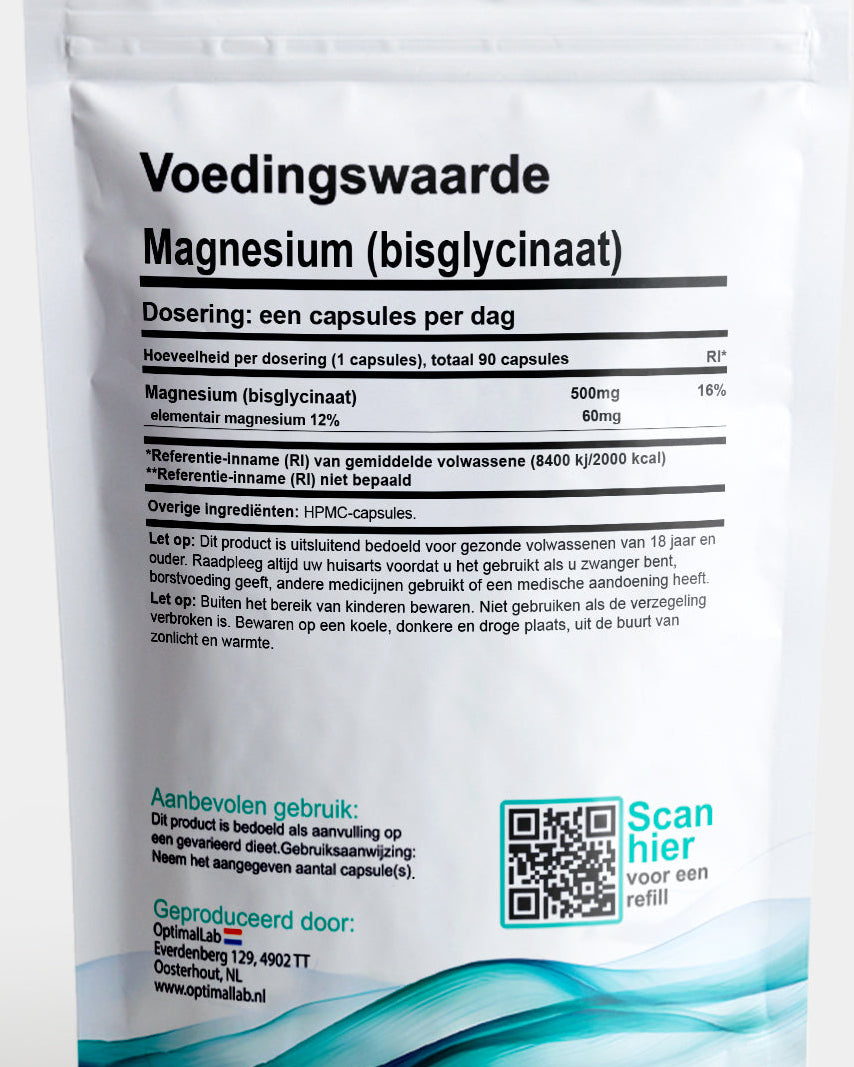 Magnesium Bisglycinaat | 500mg | 90 Capsules